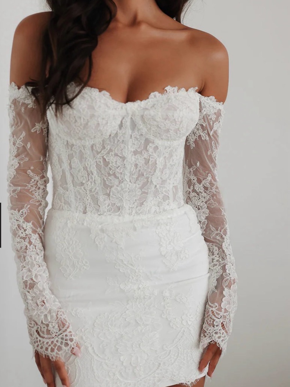 White Off-Shoulder Lace Mini Dress
